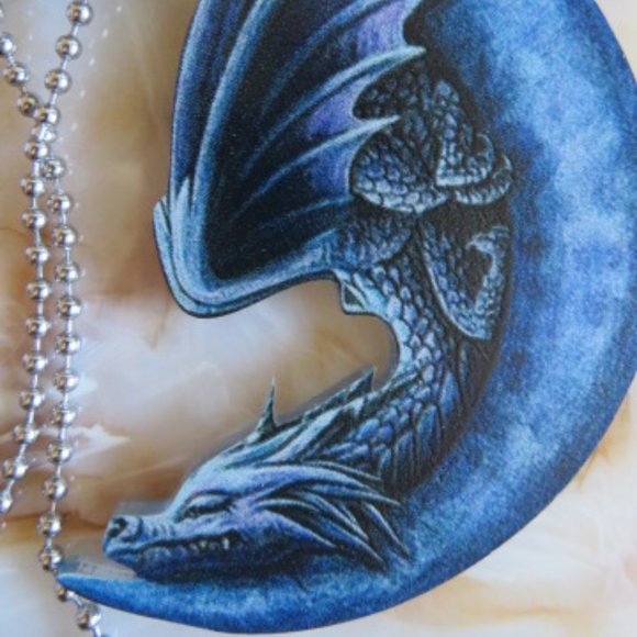 nwot BLUE Moon & DRAGON Keychain Bag Charm (K306) - Picture 2 of 3